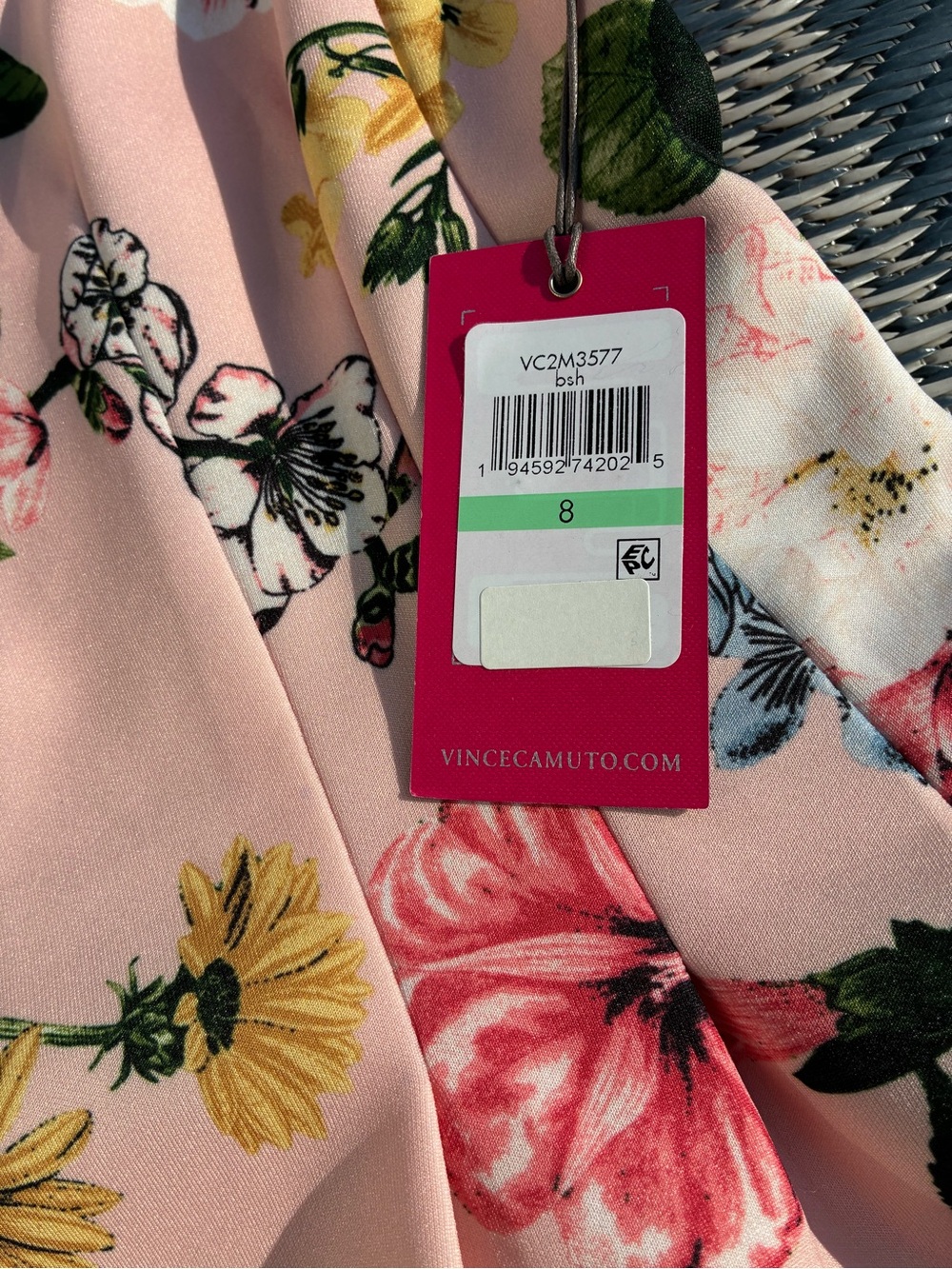 Vince Camuto Blush Pink Floral Fit-and-Flare Scuba knit Dress - Picture 2 of 9
